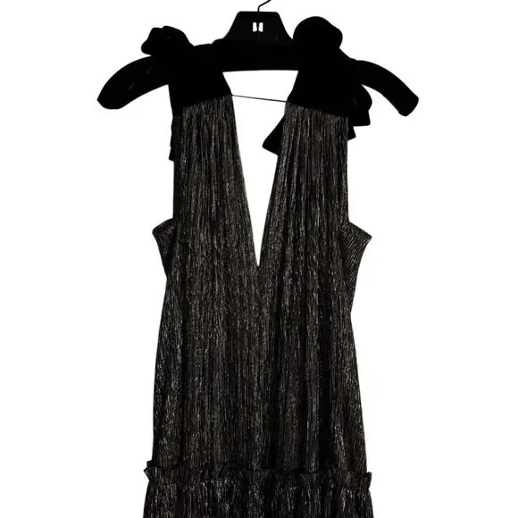 Sabina Musayev Ray Dress in Gold Black Metallic Maxi Gown Glamorous Size L - Picture 8 of 11